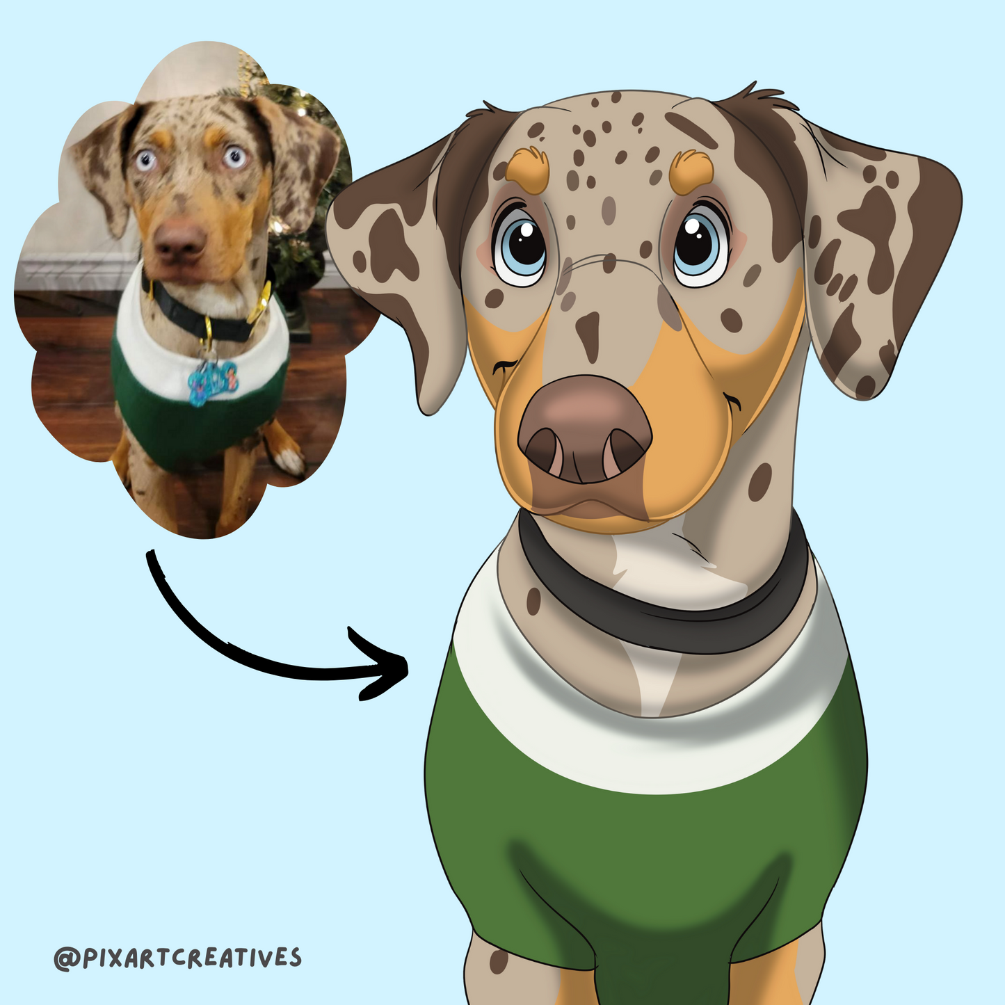 Custom Hand-Drawn Cartoon Pet Portrait