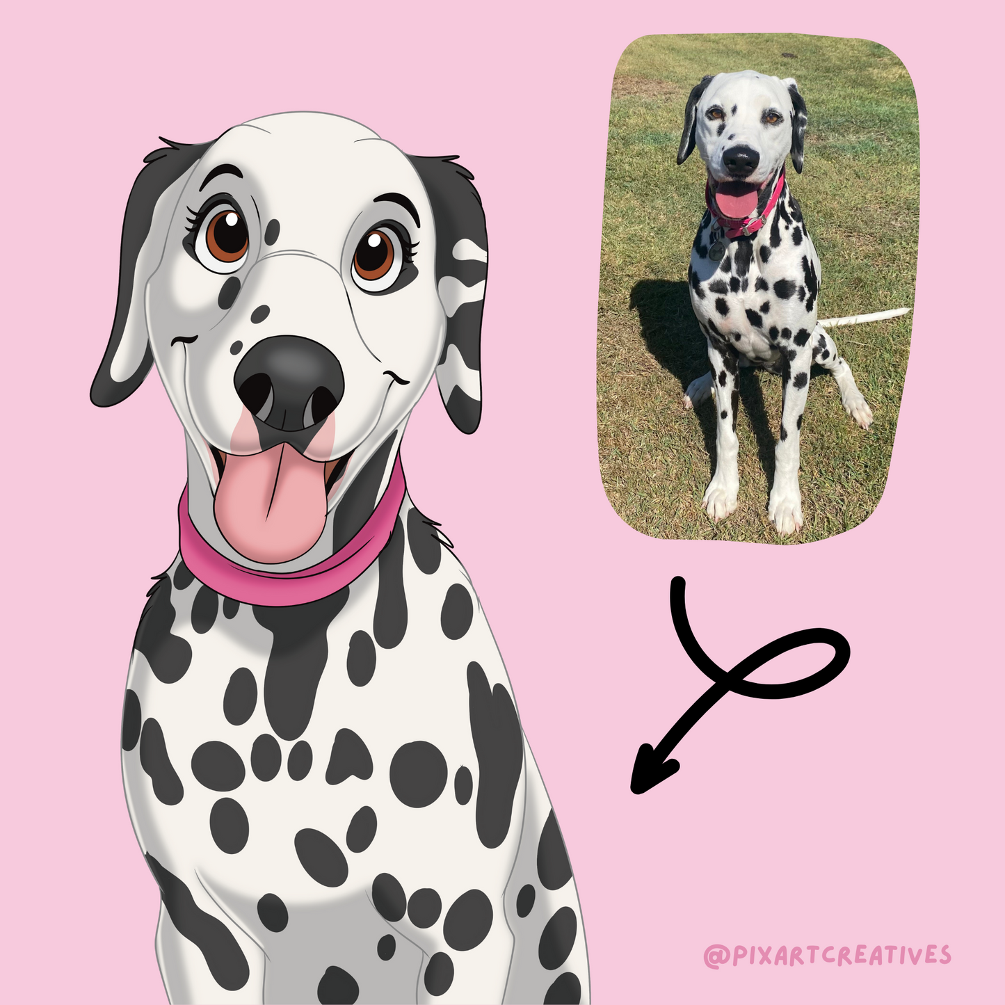 Custom Hand-Drawn Cartoon Pet Portrait
