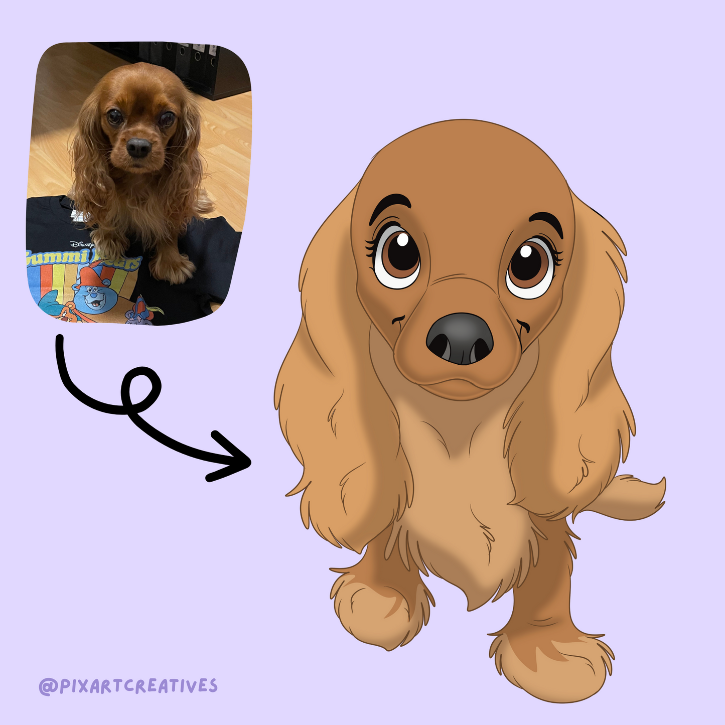 Custom Hand-Drawn Cartoon Pet Portrait