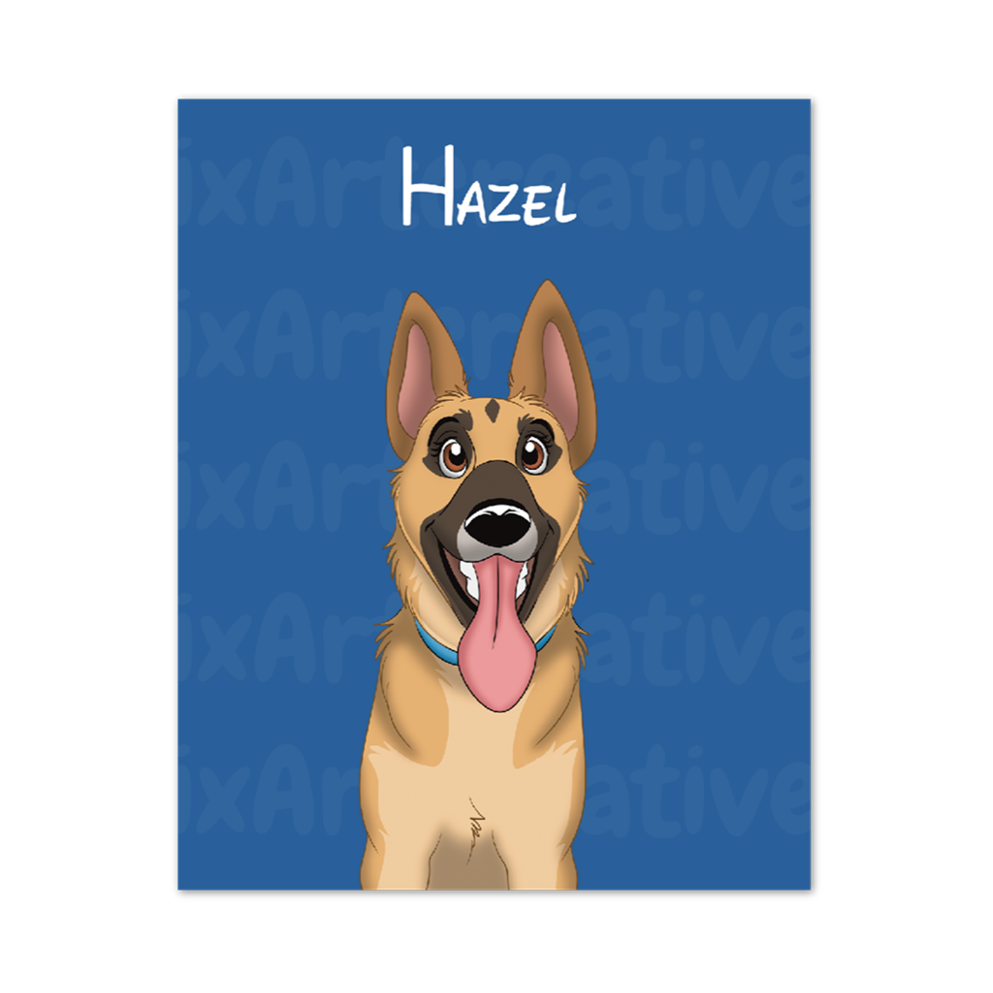 Poster Print | Custom Hand-Drawn Cartoon Pet Portrait