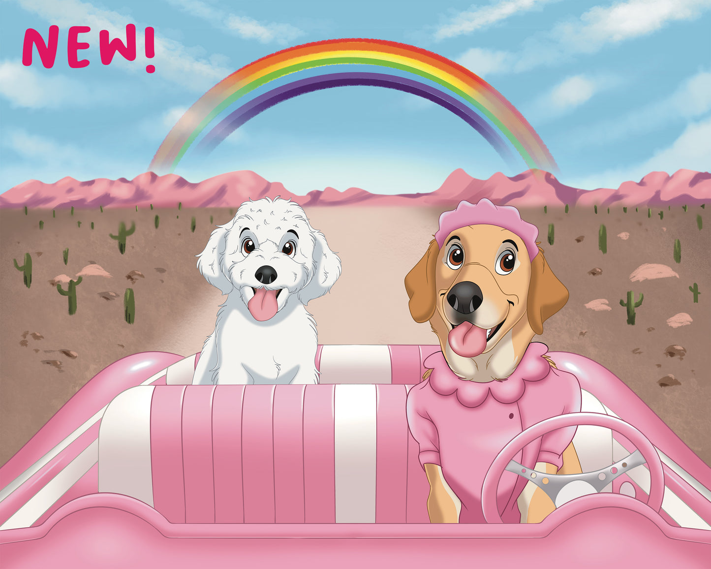 Custom Hand-Drawn Cartoon Pet Portrait