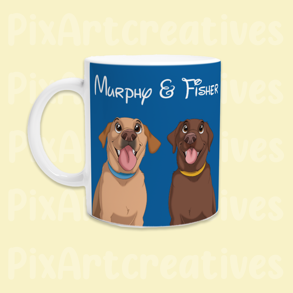 Mug | Custom Hand-Drawn Cartoon Pet Portrait