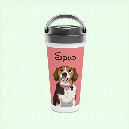 Travel Mug | Custom Hand-Drawn Cartoon Pet Portrait