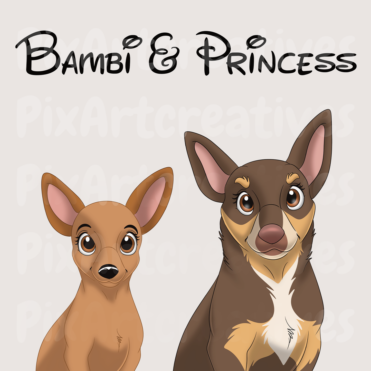 Custom Hand-Drawn Cartoon Pet Portrait