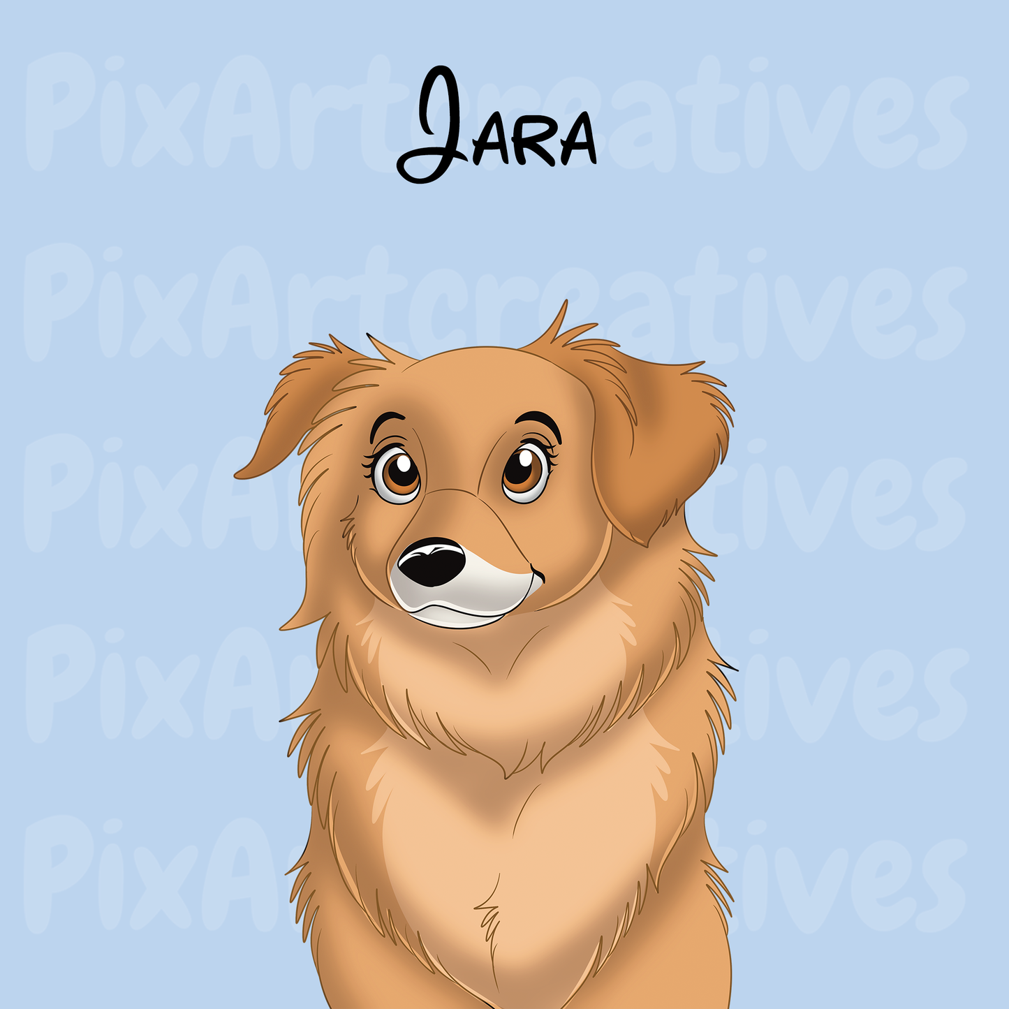 Custom Hand-Drawn Cartoon Pet Portrait