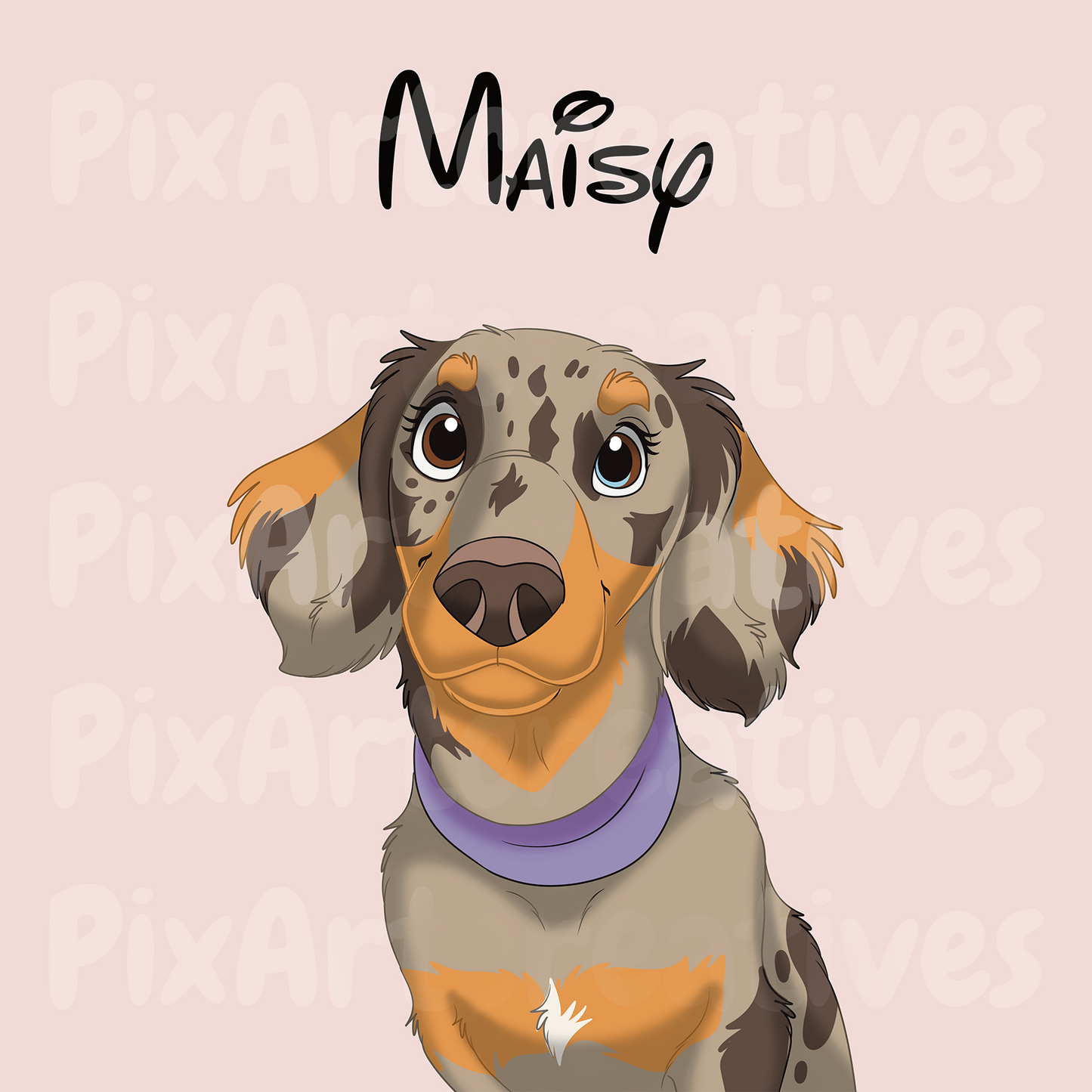 Custom Hand-Drawn Cartoon Pet Portrait