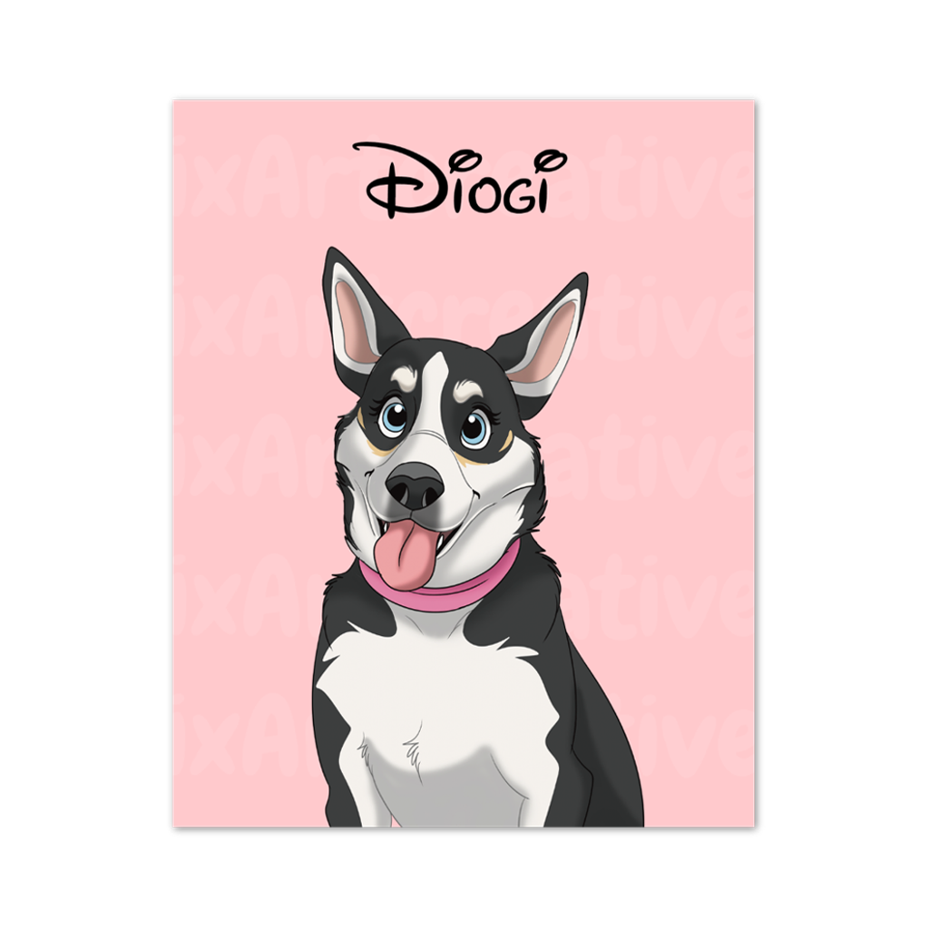 Poster Print | Custom Hand-Drawn Cartoon Pet Portrait