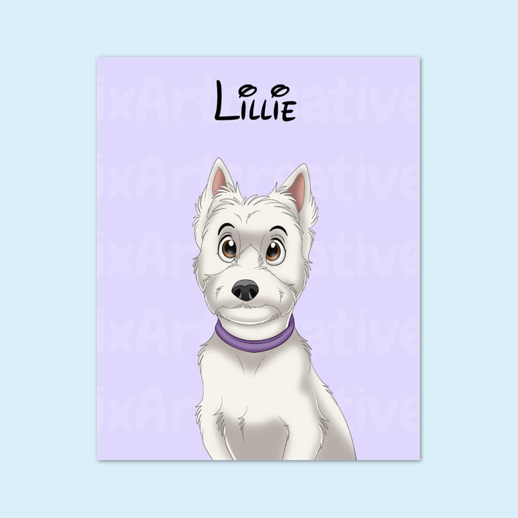 Poster Print | Custom Hand-Drawn Cartoon Pet Portrait