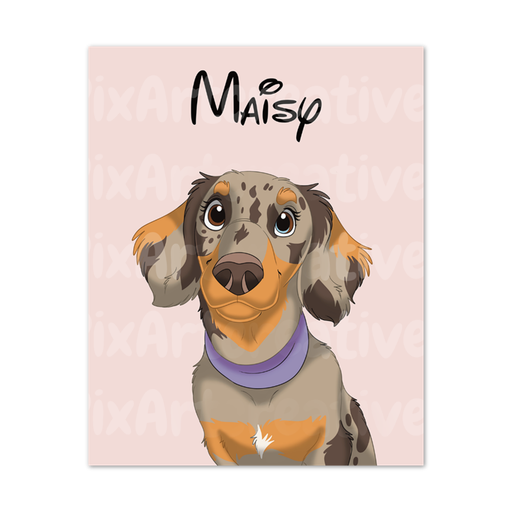 Poster Print | Custom Hand-Drawn Cartoon Pet Portrait