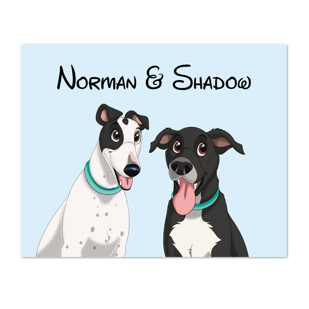 Poster Print | Custom Hand-Drawn Cartoon Pet Portrait