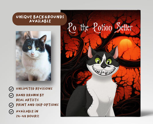 Halloween Custom Hand-Drawn Cartoon Pet Portrait