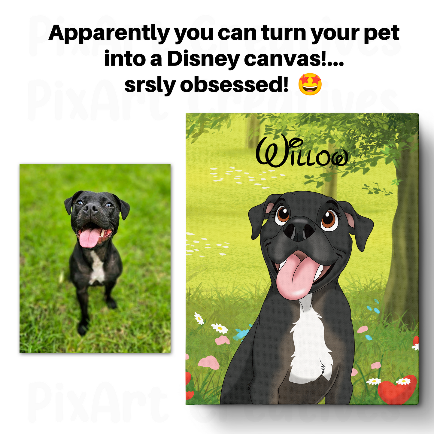 Custom Hand-Drawn Cartoon Pet Portrait