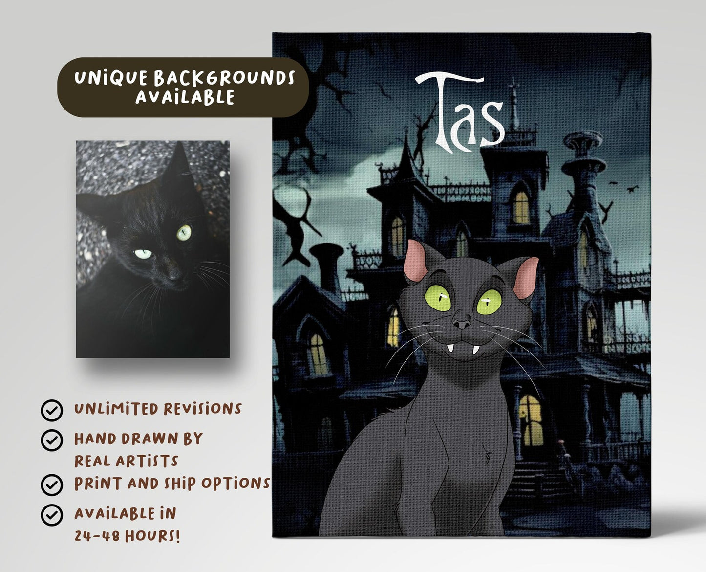 Halloween Custom Hand-Drawn Cartoon Pet Portrait