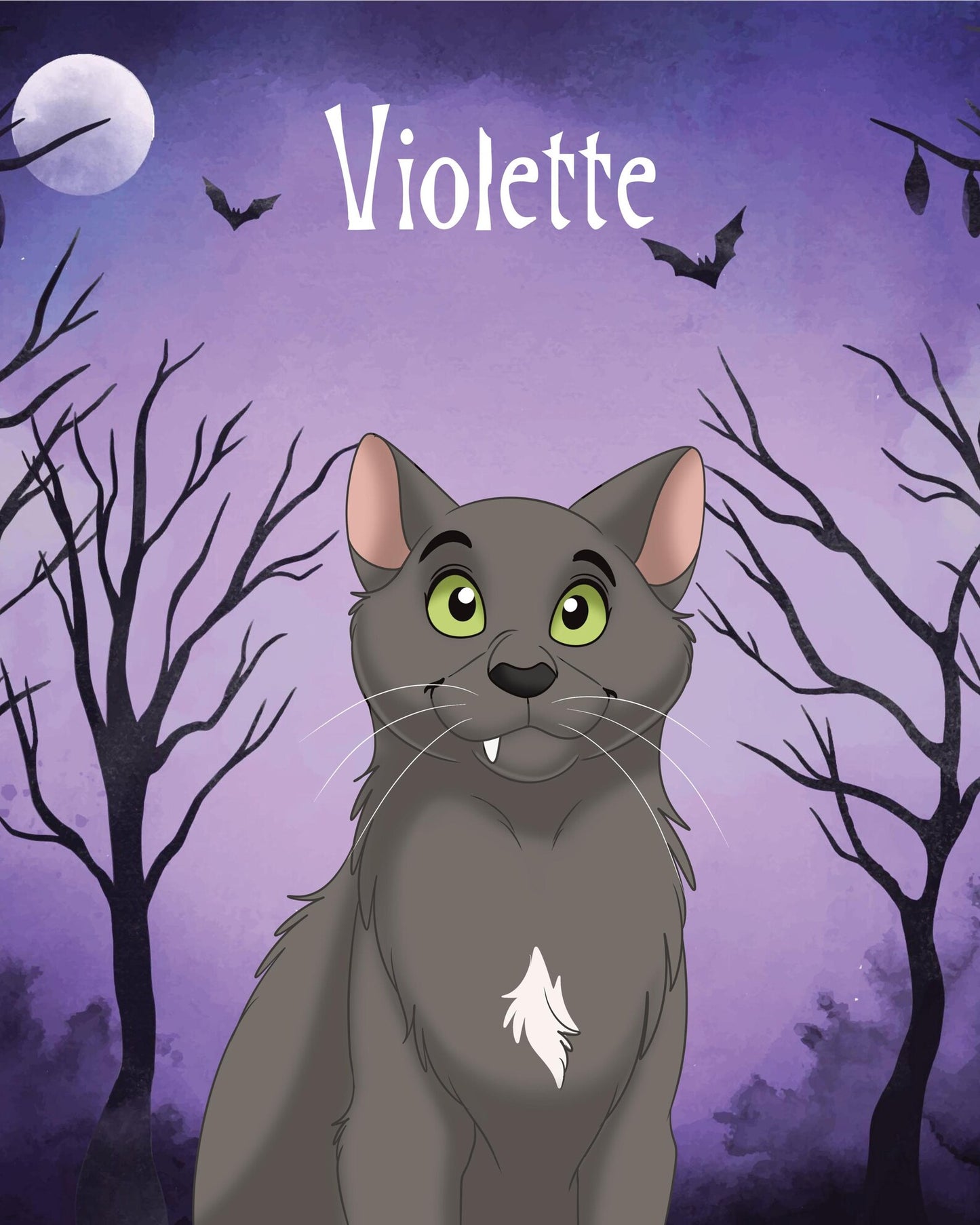 Halloween Custom Hand-Drawn Cartoon Pet Portrait